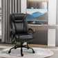 Black PU leather-look executive office chair with high back, armrests, and swivel wheels