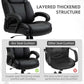 Black executive chair with thickened layered seat cushion and high back