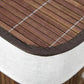 Collapsible laundry hamper rim with dark brown woven edge and white fabric liner