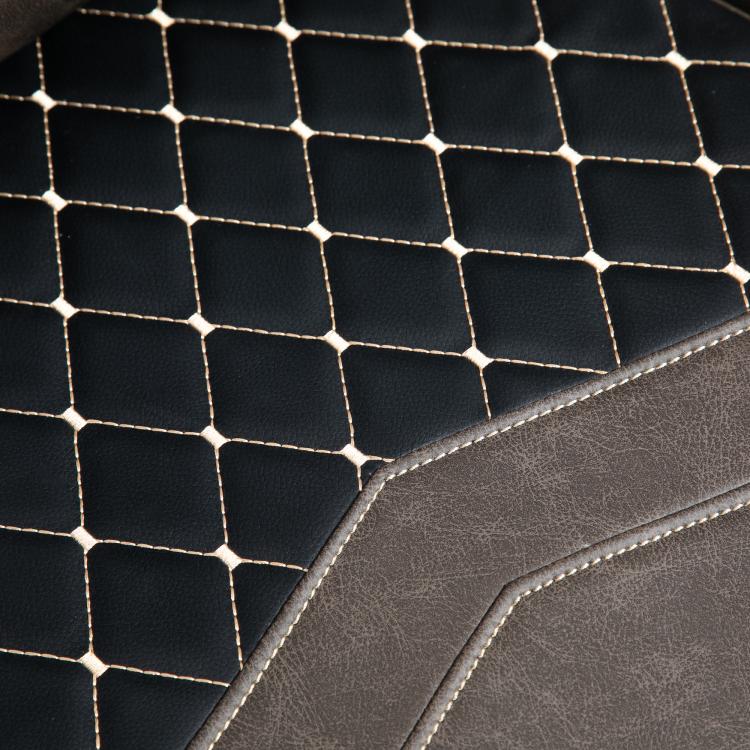 Diamond-quilted PU leather cushion panel with stitched border
