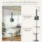 Floor-to-ceiling cat tree with height-adjustable tension rod, grey condo and platforms