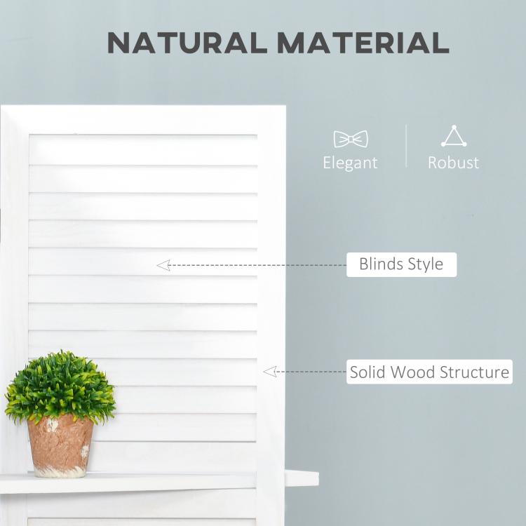 White louver-style folding privacy screen divider with horizontal slat panels