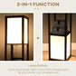 Black tall shelf floor lamp with two lit sections and inner hanging lamp hardware