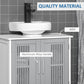 Grey slatted-door vanity cabinet with aluminum alloy handle and MDF panel