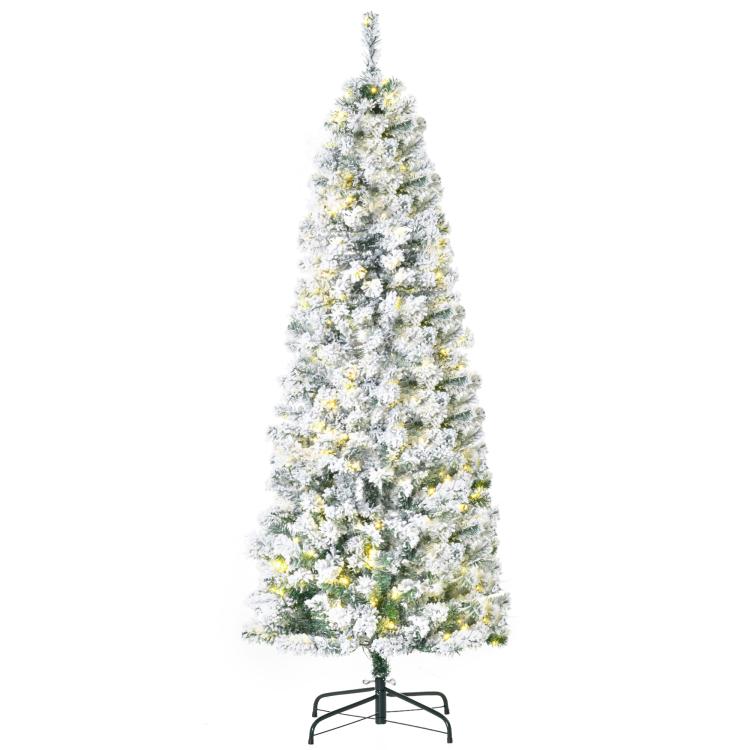 6ft slim artificial fir tree with snow flocking and warm LED lights