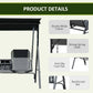 Porch swing frame details: metal legs, spring hooks, anti-slip feet, reinforced bar