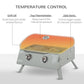 2-burner gas grill feature diagram: lid temperature control with top thermometer