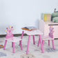 Pink kids table and chairs set with crown princess backs and tabletop print