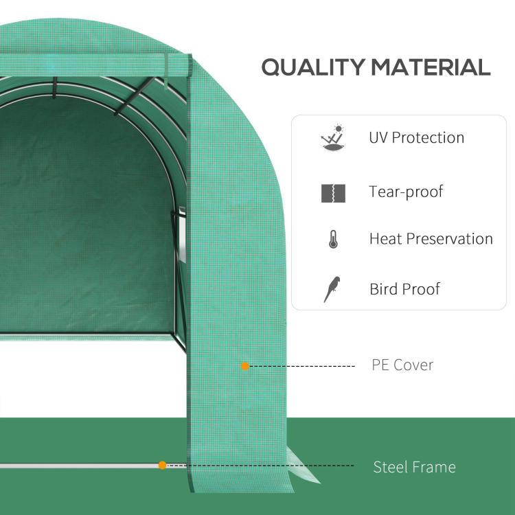 Tunnel hoop greenhouse with PE cover and steel frame corner detail