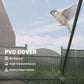 Clear PVC cover raised bed with bird-deterrent design and green frame details