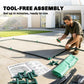 Green mini greenhouse frame and mesh cover with setup tools and parts