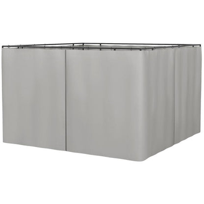 Gray gazebo sidewall panel with hanging hooks and vertical zipper seam