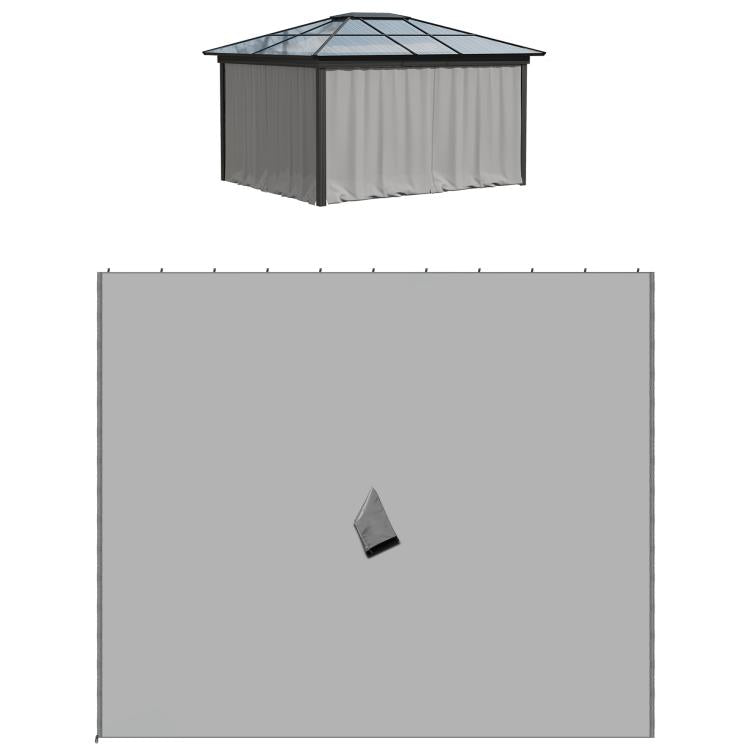 Gray gazebo sidewall fabric panel with small hanging tab