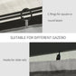 C-ring and hook attachment detail on gray gazebo sidewall fabric