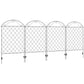 Set of 4 arched steel garden fence panels with diamond mesh and stakes