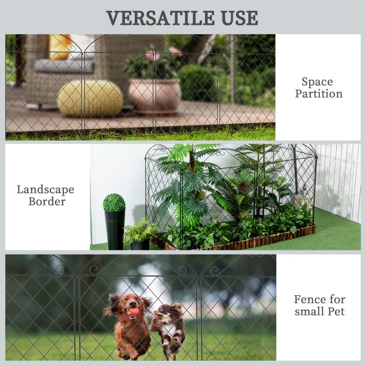 Fencing kit for garden borders and small pet areas, arched diamond mesh panels