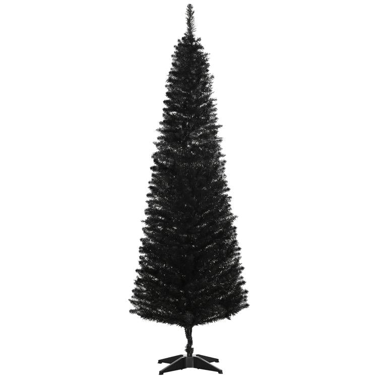 6-ft slim black artificial pencil Christmas tree on three-prong plastic stand