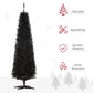 Slim black artificial pencil Christmas tree with full-height dense branches and three-prong base