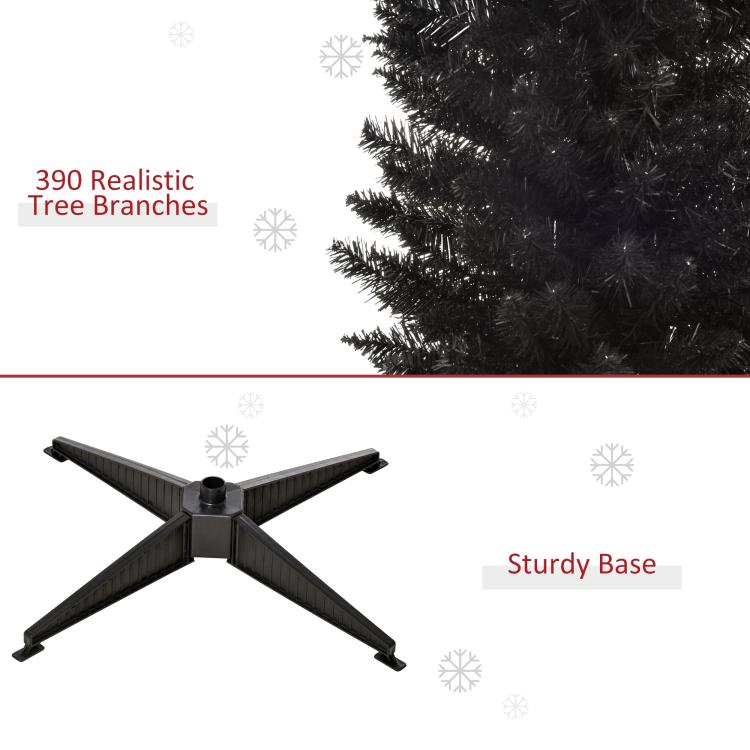Black artificial pencil Christmas tree branches with sturdy plastic star-shaped base