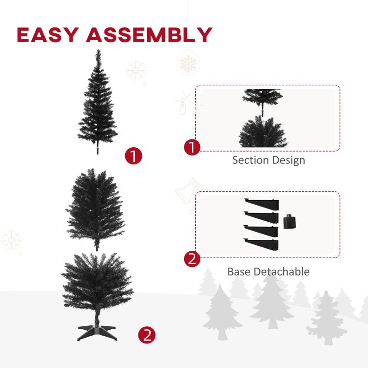 Artificial pencil Christmas tree assembly diagram with detachable base and sections