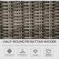 Close-up of gray woven PE rattan wicker on outdoor furniture
