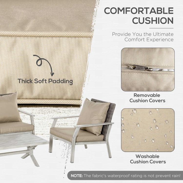 Beige seat and back cushions with removable cushion covers, set included