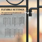 Black steel fence corner showing adjustable angle between panel sections