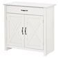Stone white sideboard cabinet with one drawer and double barn-door doors