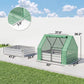 Galvanized raised garden bed with mini greenhouse cover, shown with product dimensions