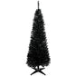 Black slim pencil artificial Christmas tree with tripod-style plastic base
