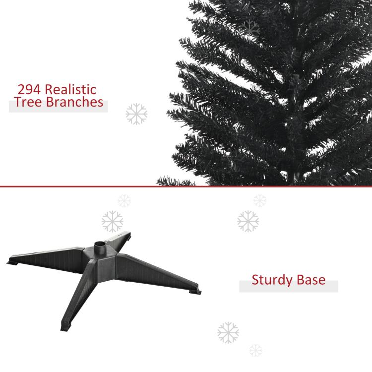Close-up of black artificial tree branches and black tripod base