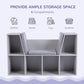 Grey kids bookcase with cushioned reading nook and 6 open storage compartments