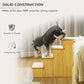 Sturdy pet stairs in natural wood with cushioned steps for small pets