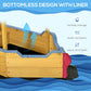 Wooden kids sandbox base with blue liners and red side panel