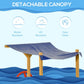 Kids wooden sandbox with blue detachable canopy and wooden posts