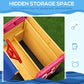 Kids wooden sandbox with interior storage compartment under bench seat