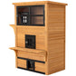 Wooden 3-tier outdoor cat shelter with side window panels and front escape door