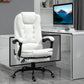 White high-back massage office chair with recline base and padded seat and arms