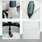 White massage chair accessories: side pocket, remote control, swivel caster, and durable PU leather