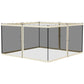 Cream mesh gazebo sidewall netting set with zippered panels and hinged doorway