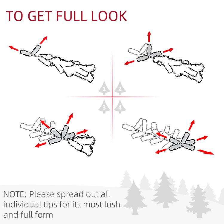 Artificial Christmas tree tips spreading diagram to help branches fill out evenly.