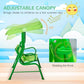 Adjustable green patio swing canopy with hanging seat frame