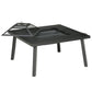 34-inch black metal outdoor fire pit with grill grate and spark screen