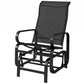 Black mesh rocking lounger chair with arched armrests and curved front