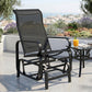 Black mesh gliding lounger chair with wide rocker legs and armrests