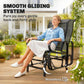 Black mesh rocking lounger chair with smooth gliding base and armrests