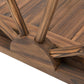 Stained wooden bridge corner joint with rail post and slatted decking