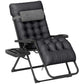 Black folding zero gravity recliner chair with cup holder tray and adjustable leg