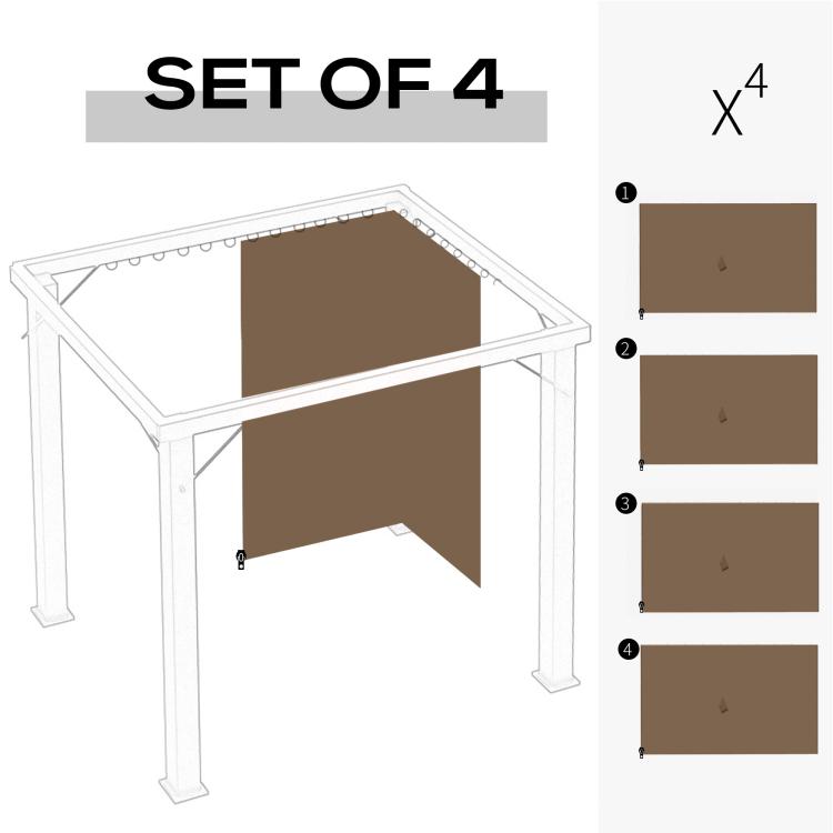 Set of four brown gazebo sidewall panels shown in layout diagram