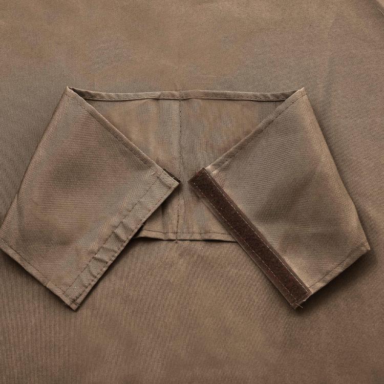 Brown sidewall Velcro strap with fabric overlap for fastening